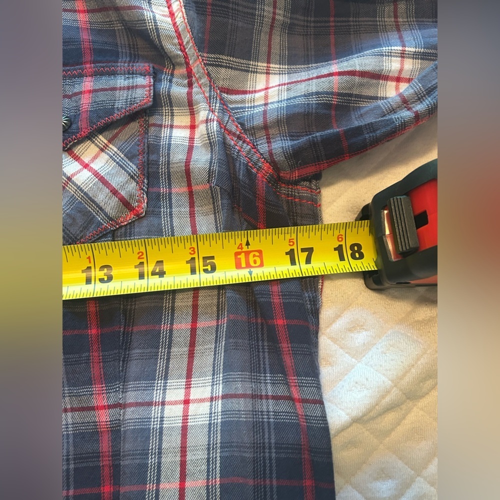 ARIAT Women Plaid Blue Red Cotton Button Up Size M Ranch Country Western Cowgirl - Picture 8 of 13